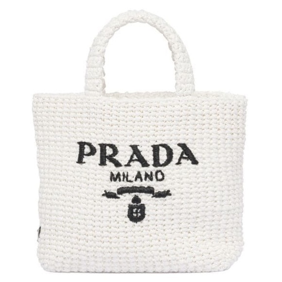 New Prada Logo Small Raffia Tote - Picture 1 of 4
